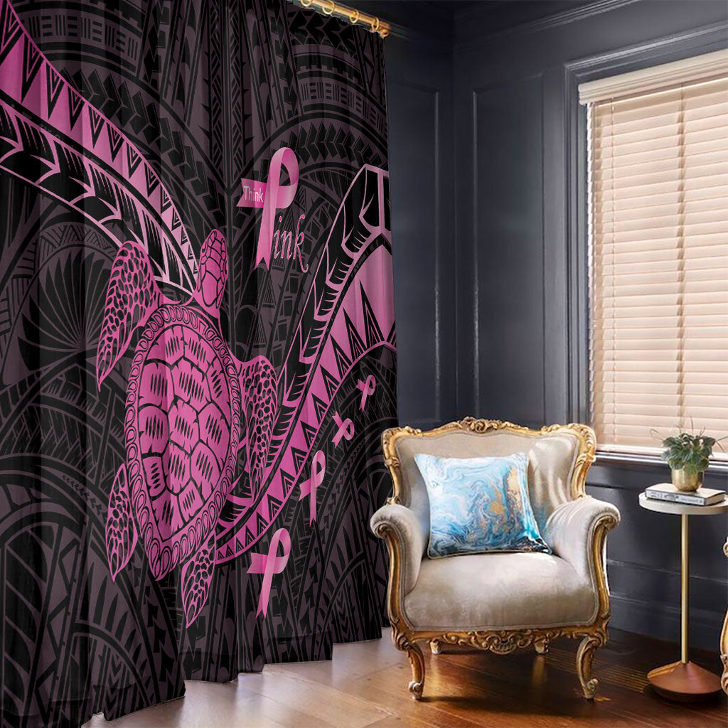 Breast Cancer Awareness Window Curtain Pink Ribbon Turtle Polynesian Pattern Black LT22 - Polynesian Pride