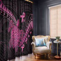 Breast Cancer Awareness Window Curtain Pink Ribbon Turtle Polynesian Pattern Black LT22 - Polynesian Pride