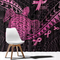 Breast Cancer Awareness Window Curtain Pink Ribbon Turtle Polynesian Pattern Black LT22 - Polynesian Pride
