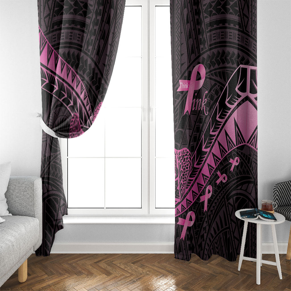 Breast Cancer Awareness Window Curtain Pink Ribbon Turtle Polynesian Pattern Black LT22 - Polynesian Pride