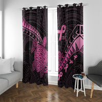 Breast Cancer Awareness Window Curtain Pink Ribbon Turtle Polynesian Pattern Black LT22 With Grommets Pink - Polynesian Pride