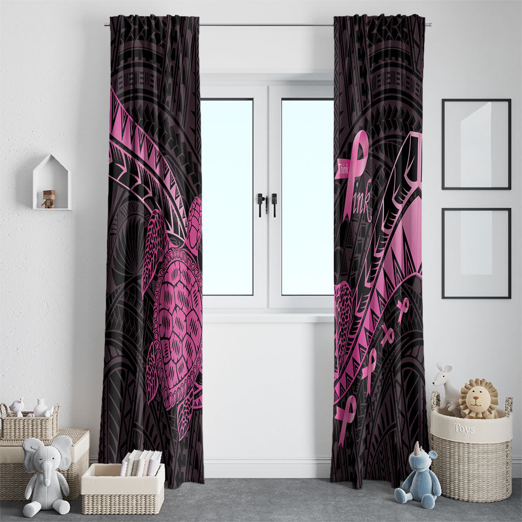Breast Cancer Awareness Window Curtain Pink Ribbon Turtle Polynesian Pattern Black LT22 - Polynesian Pride