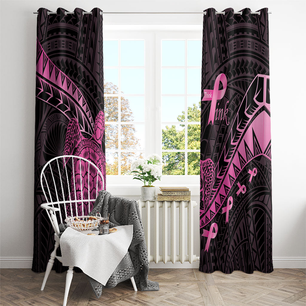 Breast Cancer Awareness Window Curtain Pink Ribbon Turtle Polynesian Pattern Black LT22 - Polynesian Pride