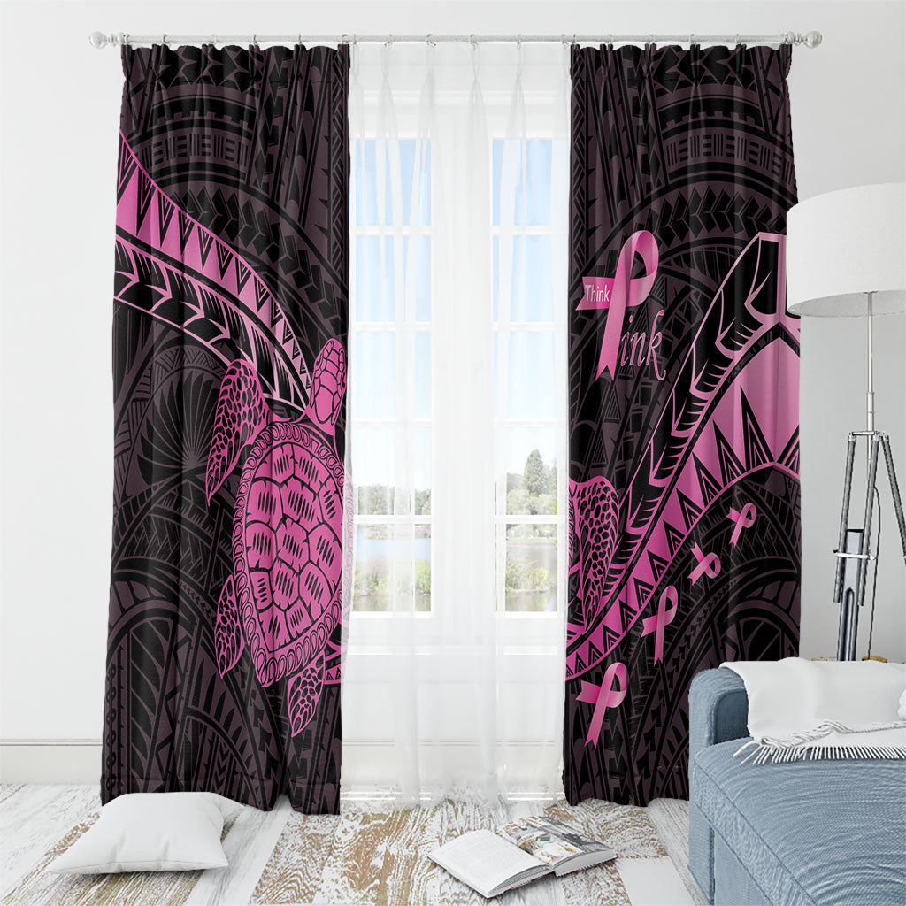 Breast Cancer Awareness Window Curtain Pink Ribbon Turtle Polynesian Pattern Black LT22 - Polynesian Pride