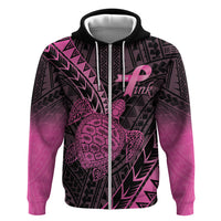 Breast Cancer Awareness Personalised Zip Hoodie Pink Ribbon Turtle Polynesian Pattern Black LT22 Zip Hoodie Pink - Polynesian Pride