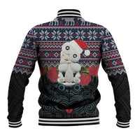 New Zealand Hei Tiki Christmas In July Baseball Jacket Pohutukawa Santa Xmas Polynesian Pattern