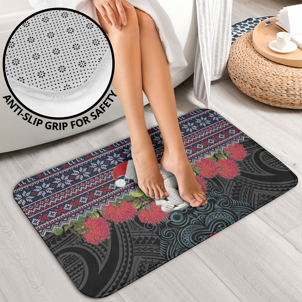 New Zealand Hei Tiki Christmas In July Bathroom Set Pohutukawa Santa Xmas Polynesian Pattern