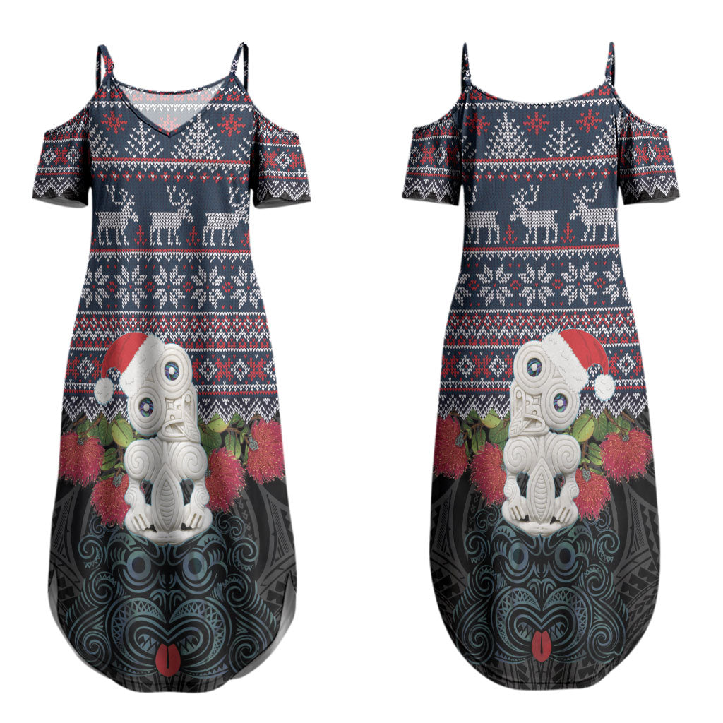 New Zealand Hei Tiki Christmas In July Couples Matching Summer Maxi Dress and Hawaiian Shirt Pohutukawa Santa Xmas Polynesian Pattern LT22 - Polynesian Pride
