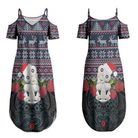 New Zealand Hei Tiki Christmas In July Couples Matching Summer Maxi Dress and Hawaiian Shirt Pohutukawa Santa Xmas Polynesian Pattern LT22 - Polynesian Pride