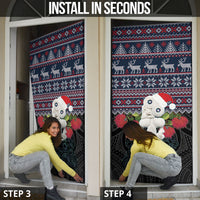 New Zealand Hei Tiki Christmas In July Door Cover Pohutukawa Santa Xmas Polynesian Pattern