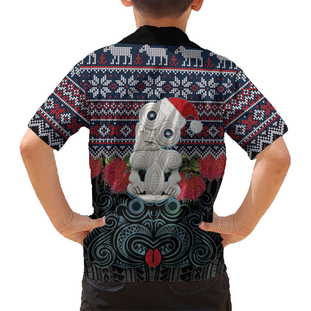 New Zealand Hei Tiki Christmas In July Family Matching Mermaid Dress and Hawaiian Shirt Pohutukawa Santa Xmas Polynesian Pattern