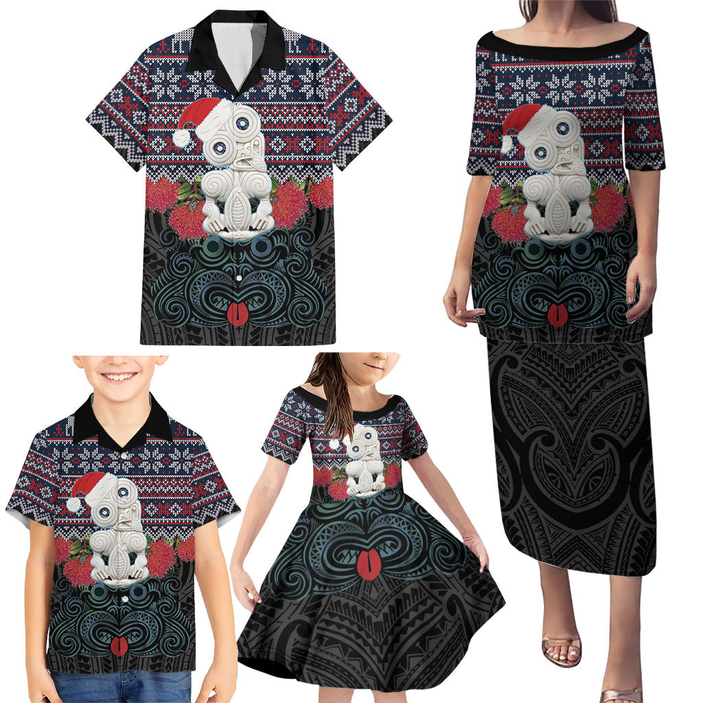 New Zealand Hei Tiki Christmas In July Family Matching Puletasi and Hawaiian Shirt Pohutukawa Santa Xmas Polynesian Pattern LT22 - Polynesian Pride
