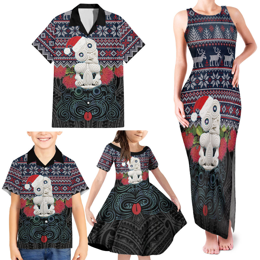 New Zealand Hei Tiki Christmas In July Family Matching Tank Maxi Dress and Hawaiian Shirt Pohutukawa Santa Xmas Polynesian Pattern LT22 - Polynesian Pride