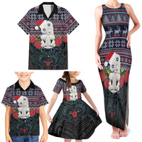 New Zealand Hei Tiki Christmas In July Family Matching Tank Maxi Dress and Hawaiian Shirt Pohutukawa Santa Xmas Polynesian Pattern