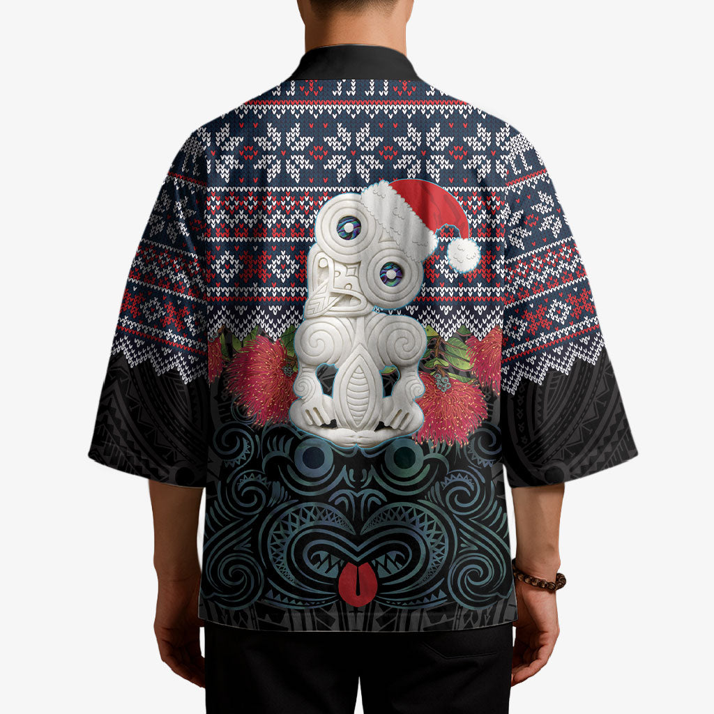 New Zealand Hei Tiki Christmas In July Kimono Pohutukawa Santa Xmas Polynesian Pattern
