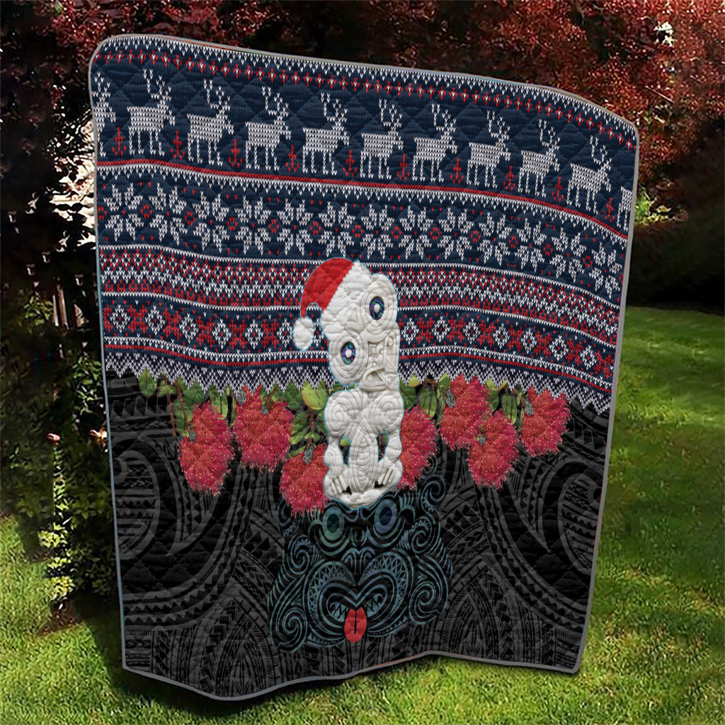 New Zealand Hei Tiki Christmas In July Quilt Pohutukawa Santa Xmas Polynesian Pattern