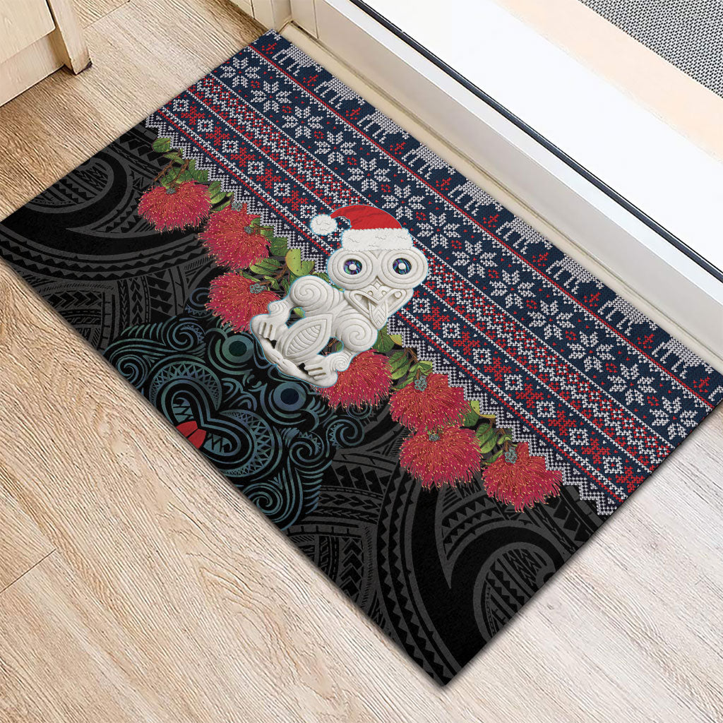 New Zealand Hei Tiki Christmas In July Rubber Doormat Pohutukawa Santa Xmas Polynesian Pattern