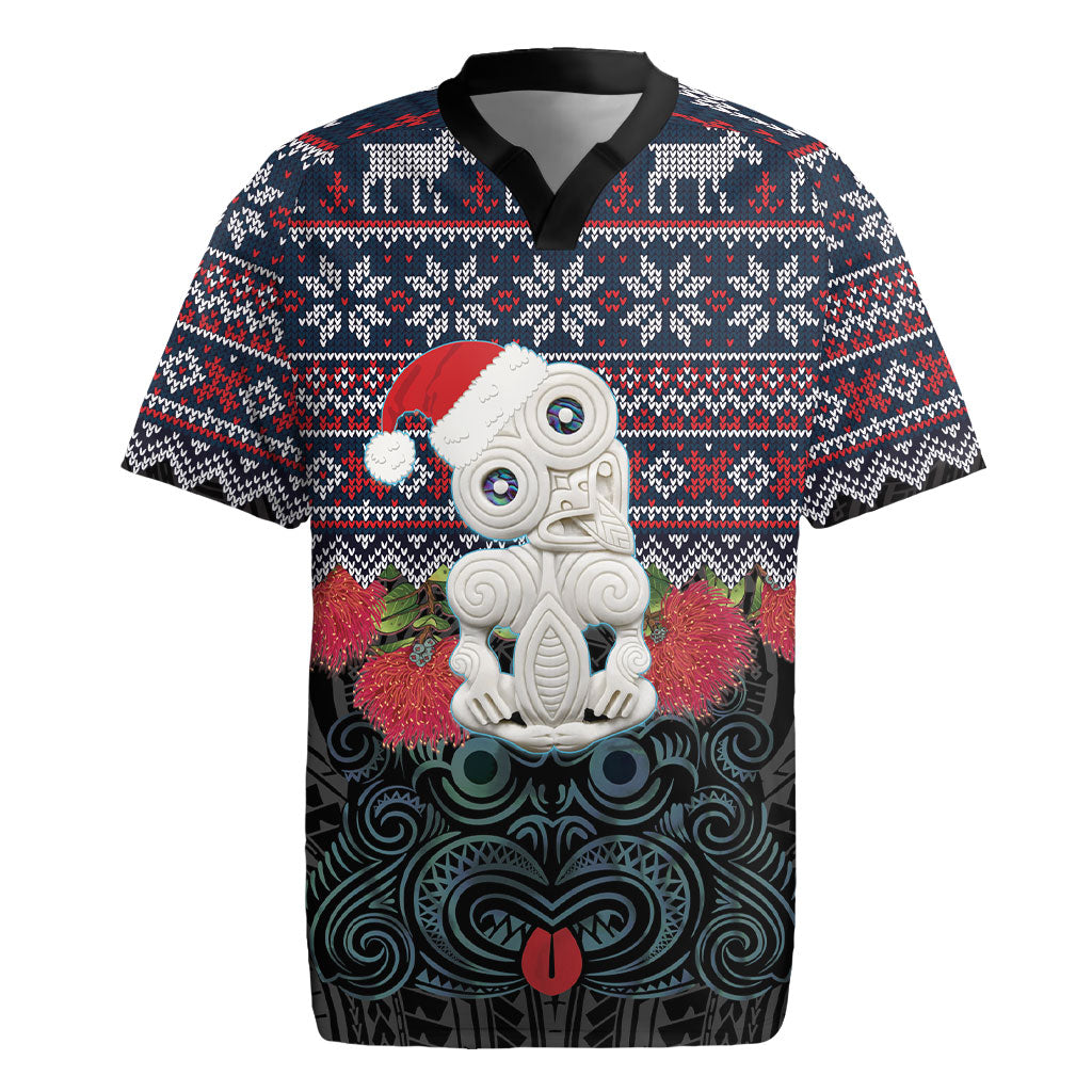 New Zealand Hei Tiki Christmas In July Rugby Jersey Pohutukawa Santa Xmas Polynesian Pattern