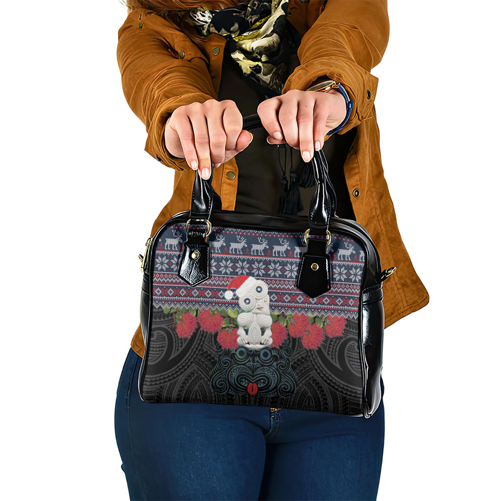 New Zealand Hei Tiki Christmas In July Shoulder Handbag Pohutukawa Santa Xmas Polynesian Pattern