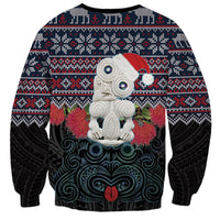 New Zealand Hei Tiki Christmas In July Sweatshirt Pohutukawa Santa Xmas Polynesian Pattern