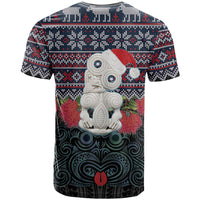 New Zealand Hei Tiki Christmas In July T Shirt Pohutukawa Santa Xmas Polynesian Pattern
