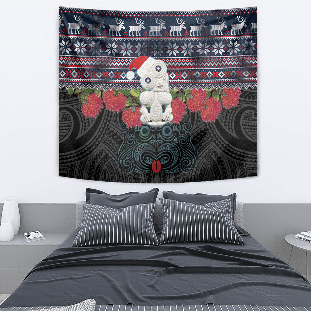 New Zealand Hei Tiki Christmas In July Tapestry Pohutukawa Santa Xmas Polynesian Pattern