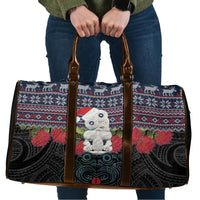 New Zealand Hei Tiki Christmas In July Travel Bag Pohutukawa Santa Xmas Polynesian Pattern