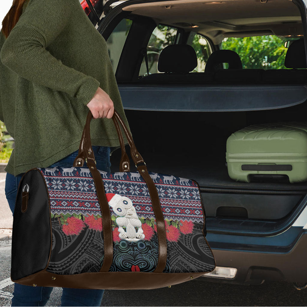 New Zealand Hei Tiki Christmas In July Travel Bag Pohutukawa Santa Xmas Polynesian Pattern