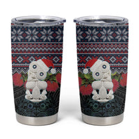 New Zealand Hei Tiki Christmas In July Tumbler Cup Pohutukawa Santa Xmas Polynesian Pattern
