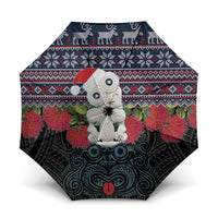 New Zealand Hei Tiki Christmas In July Umbrella Pohutukawa Santa Xmas Polynesian Pattern