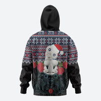 New Zealand Hei Tiki Christmas In July Zip Hoodie Pohutukawa Santa Xmas Polynesian Pattern