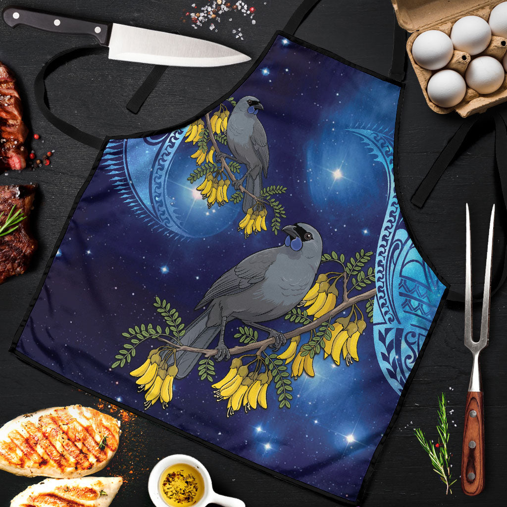 New Zealand Kokako Bird Apron Kowhai Galaxy Style Polynesian Pattern