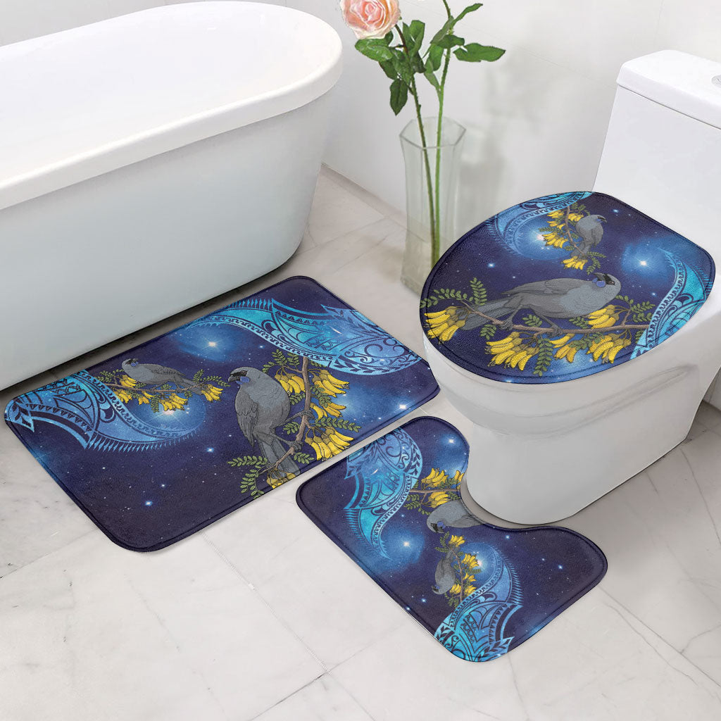 New Zealand Kokako Bird Bathroom Set Kowhai Galaxy Style Polynesian Pattern