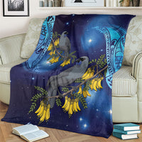 New Zealand Kokako Bird Blanket Kowhai Galaxy Style Polynesian Pattern