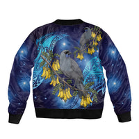 New Zealand Kokako Bird Bomber Jacket Kowhai Galaxy Style Polynesian Pattern