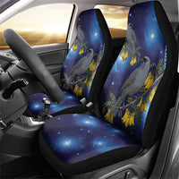 New Zealand Kokako Bird Car Seat Cover Kowhai Galaxy Style Polynesian Pattern