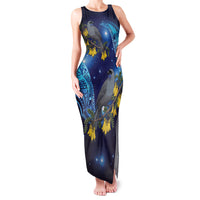 New Zealand Kokako Bird Family Matching Tank Maxi Dress and Hawaiian Shirt Kowhai Galaxy Style Polynesian Pattern