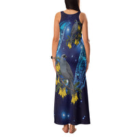 New Zealand Kokako Bird Family Matching Tank Maxi Dress and Hawaiian Shirt Kowhai Galaxy Style Polynesian Pattern