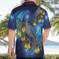 New Zealand Kokako Bird Hawaiian Shirt Kowhai Galaxy Style Polynesian Pattern