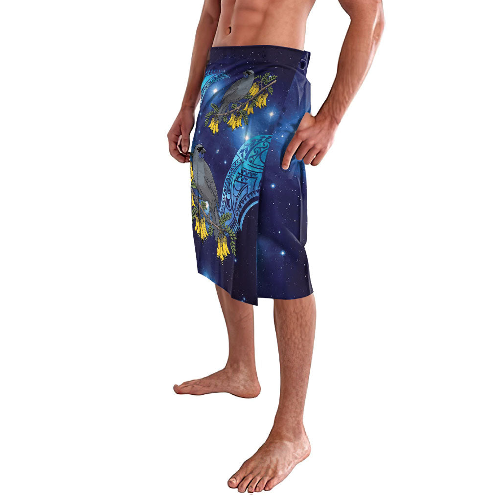 New Zealand Kokako Bird Lavalava Kowhai Galaxy Style Polynesian Pattern