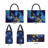 New Zealand Kokako Bird Leather Bag Kowhai Galaxy Style Polynesian Pattern
