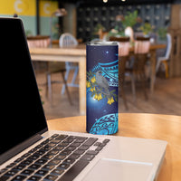 New Zealand Kokako Bird Skinny Tumbler Kowhai Galaxy Style Polynesian Pattern