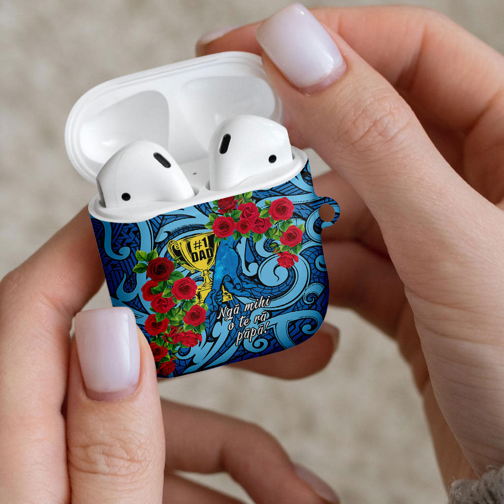 New Zealand Father's Day AirPods Case Best Dad Trophy Red Rose Maori Pattern LT22 - Polynesian Pride