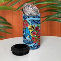 Personalised New Zealand Father's Day 4 in 1 Can Cooler Tumbler Best Dad Trophy Red Rose Maori Pattern LT22 - Polynesian Pride