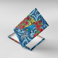 New Zealand Father's Day Canvas Wall Art Best Dad Trophy Red Rose Maori Pattern LT22 With Frame Blue - Polynesian Pride