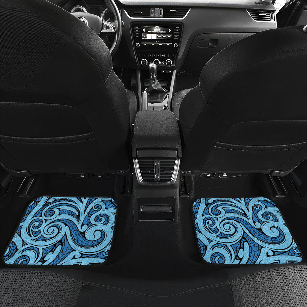 Personalised New Zealand Father's Day Car Mats Best Dad Trophy Red Rose Maori Pattern LT22 Set 2pcs - Back Blue - Polynesian Pride