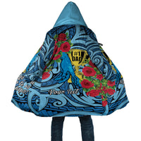Personalised New Zealand Father's Day Cloak Best Dad Trophy Red Rose Maori Pattern LT22 Unisex Blue - Polynesian Pride