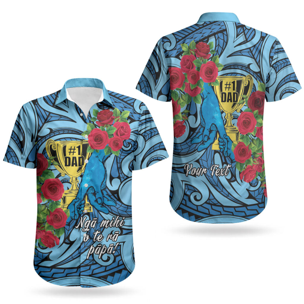 Personalised New Zealand Father's Day Couples Matching Tank Maxi Dress and Hawaiian Shirt Best Dad Trophy Red Rose Maori Pattern LT22 - Polynesian Pride