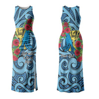 Personalised New Zealand Father's Day Couples Matching Tank Maxi Dress and Hawaiian Shirt Best Dad Trophy Red Rose Maori Pattern LT22 - Polynesian Pride