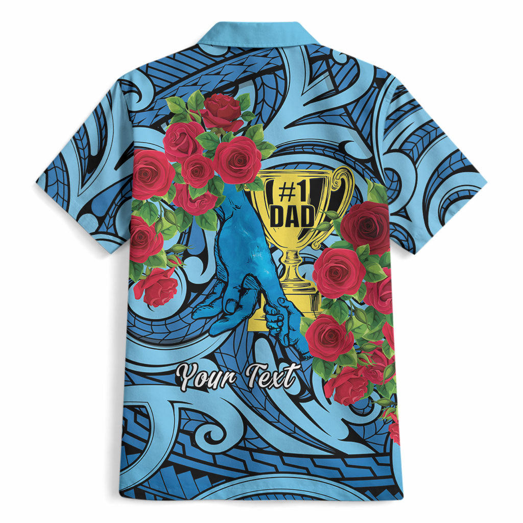 Personalised New Zealand Father's Day Hawaiian Shirt Best Dad Trophy Red Rose Maori Pattern LT22 - Polynesian Pride